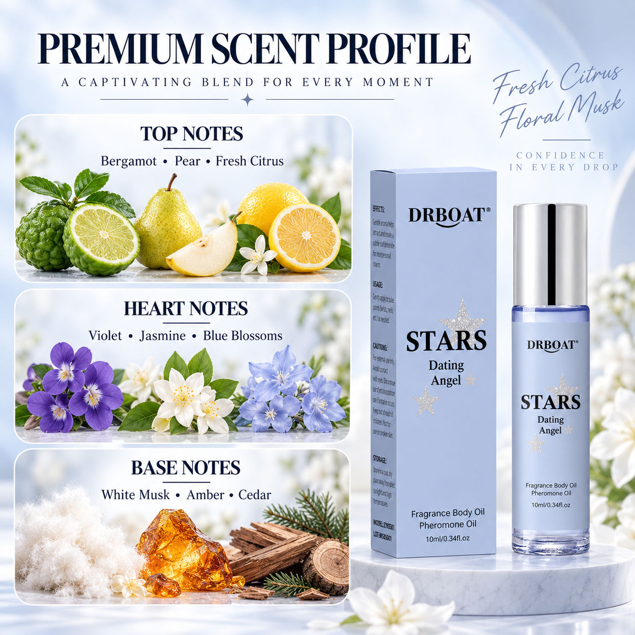 Perfume Aroma Fragrance - Ladies Roll-on Perfume Oil,Fresh Pear Citrus